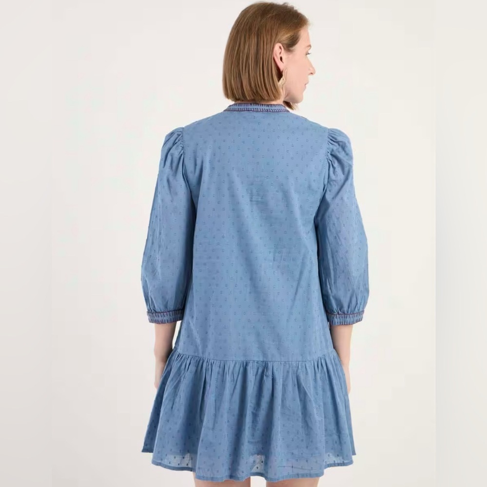 London Times Blue Embroidered Boho Dress - Picture 2 of 5